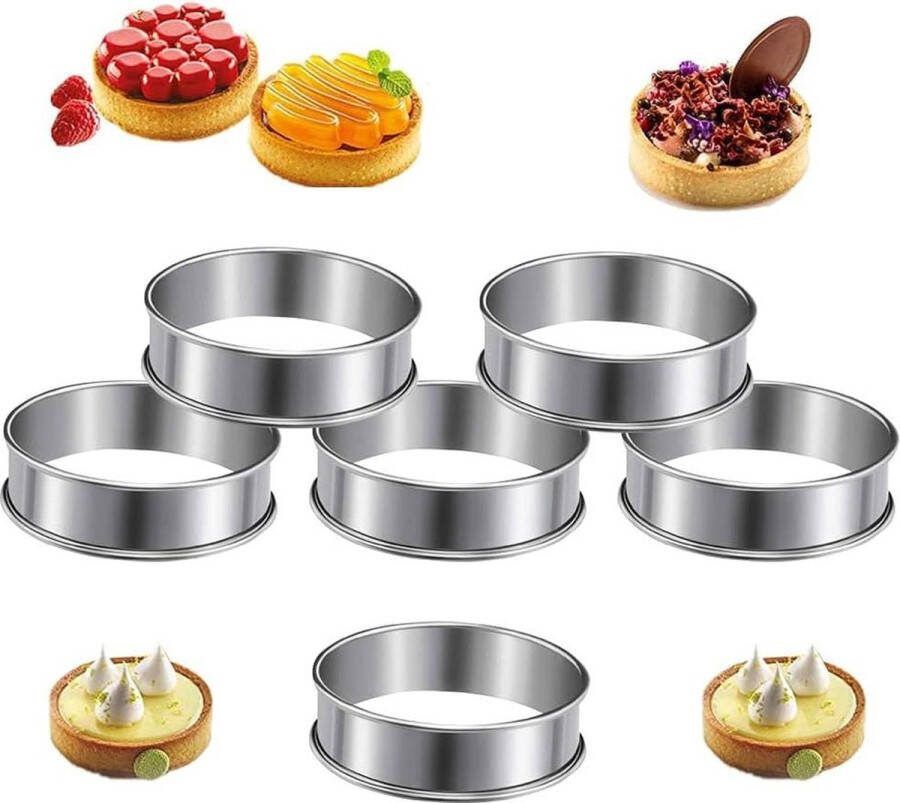 6-stuks 8 cm roestvrij stalen pancake- en spiegeleivormen met taartringen taartframe dinering stamper cakevorm