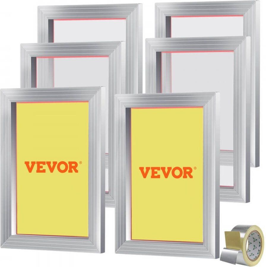 6 stuks aluminium schermframe zeefdrukpers 10 x 14 zeefdrukmachine-accessoires 110 mesh zuurbestendig en niet-vervormbaar voor kussensloop stof papier kopieerpapier enz