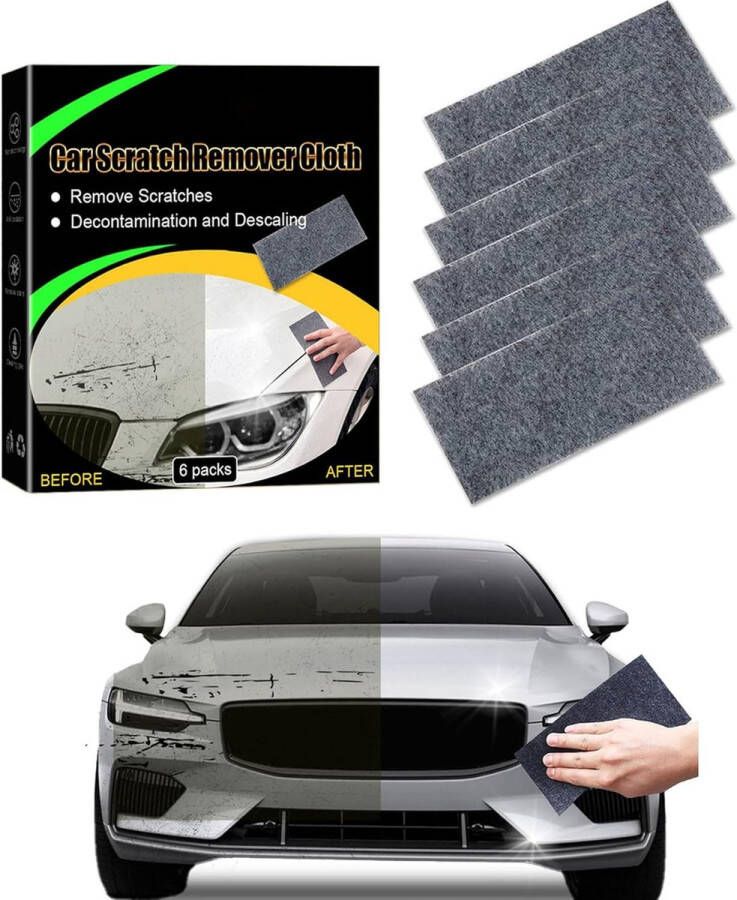 6 Stuks Autolak Krasverwijderaar Krasreparatiedoekje Microvezeldoekjes Professional Nano Sparkle Doek Nano Krasdoekje Schoon Gereedschap Reparatie Poetsdoek Auto Krasreparatiedoek Nano Magische Doek Voor auto's