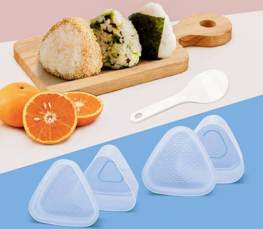 6 stuks driehoekige sushivormen (3 grote en 3 kleine) onigiri driehoekige vorm rijstbolvorm levering met een rijstlepel