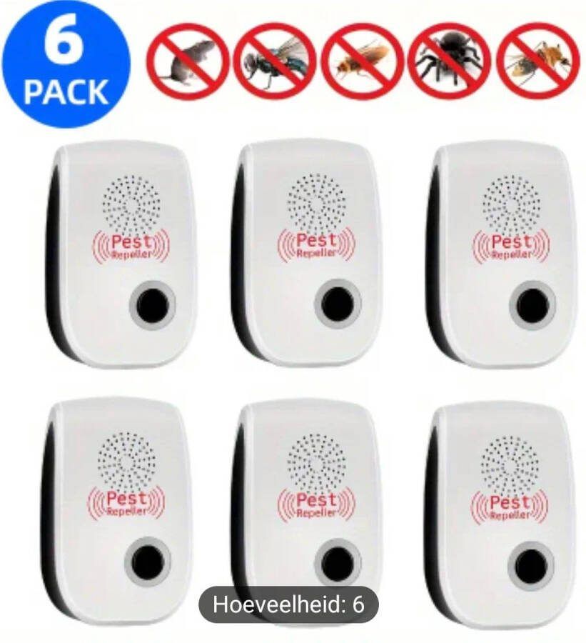 6 stuks dubbele hoorn ultrasone ongediertebestrijding voor binnen huis of kantoor insectenverjager