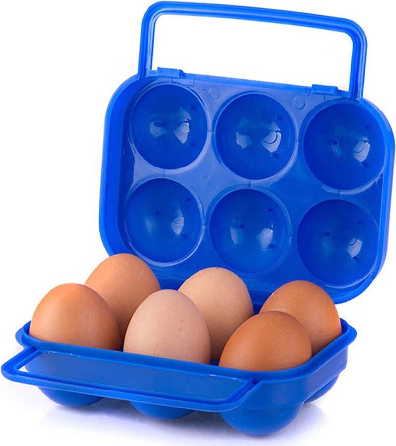 6 stuks Eierdozen 3 x Groen en 3 x Blauw 36 eieren opbergen draagbare eierdoos plastic eierdoos eiertransportdoos koelkast eierdoos stapelbare eierschaal voor 6 eieren voor outdoor picknick kamperen wandelen 6 stuks