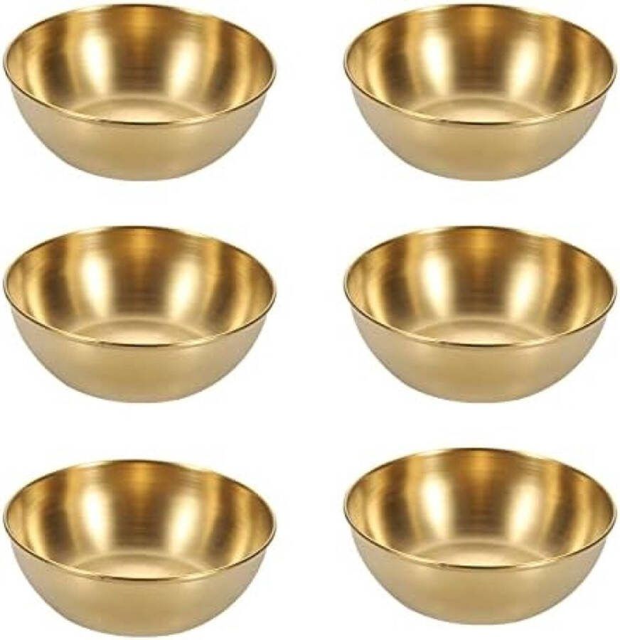 6 stuks gouden roestvrijstalen snackschalen gouden mini-dipschalen gouden ronde dipschaaltjes roestvrij staal ronde roestvrijstalen sausschaaltjes mini-kom sauzen kom voor het dippen van sauzen