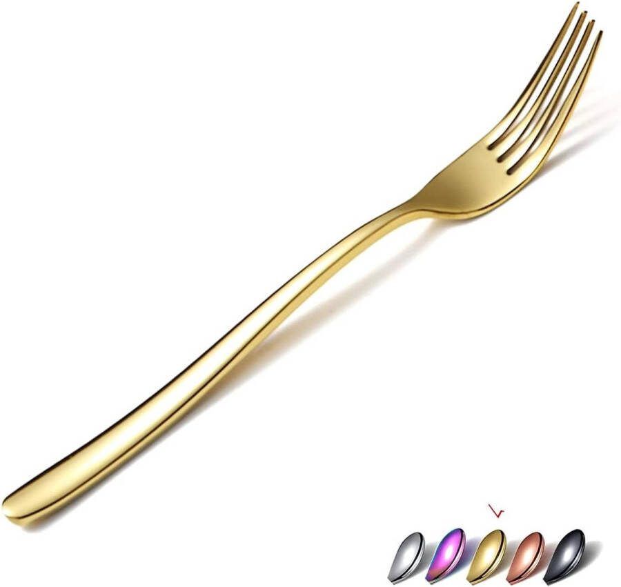6 Stuks Gouden Tafelvorken Roestvrij Staal 8 Inch Dessertvorken Saladevorken Vaatwasmachinebestendig Gebaksvorkjes
