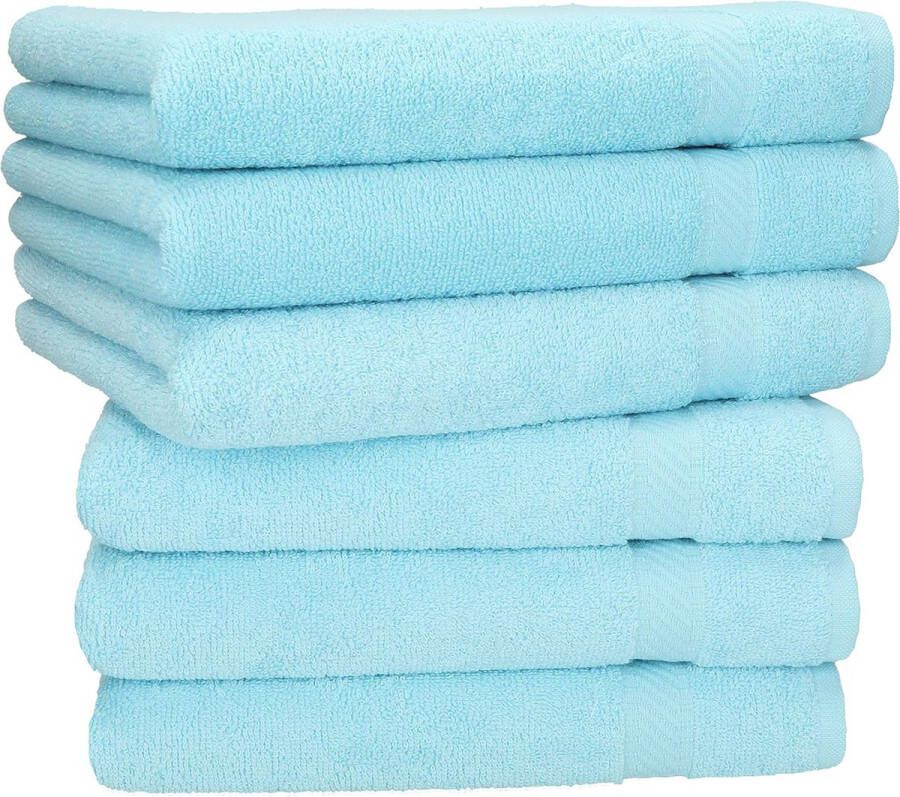 6 stuks handdoeken Palermo 100% katoen handdoekenset (turquoise)