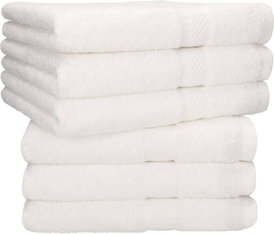 6 stuks handdoeken Palermo 100% katoen handdoekenset wit