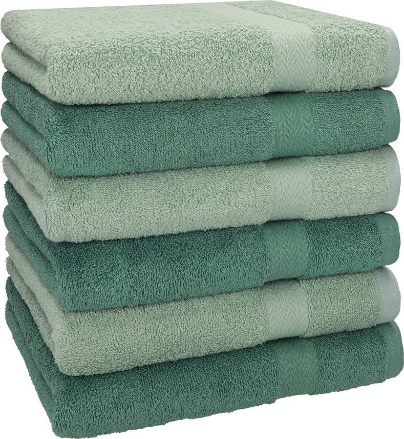 Betz Premium handdoekenset 6 stuks afmetingen 50 x 100 cm 100% katoen kleur hooiggroen dennengroen