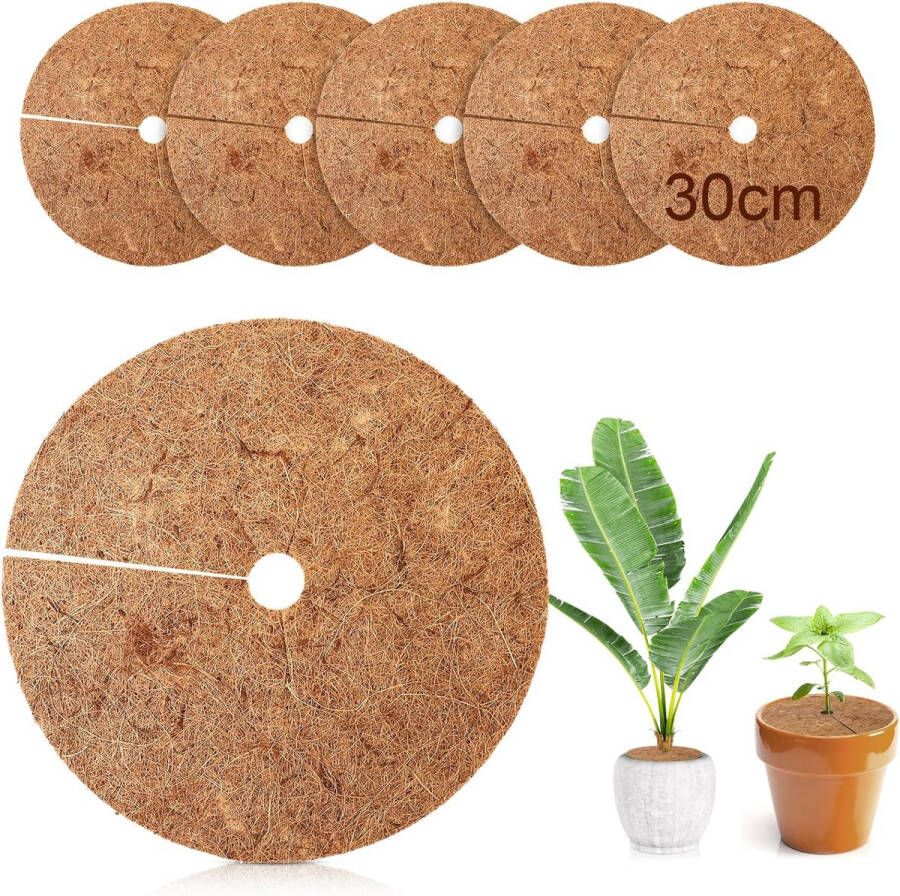 6 stuks kokos mulchschijven Ø 30 cm kokosschijf voor planten kokosmat winterbescherming rond potafdekking vorstbescherming duurzame plantenbescherming vorstbescherming bescherming