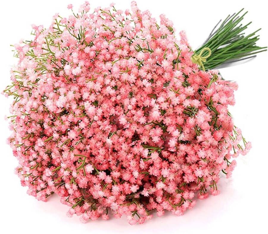 6 stuks kunstmatige Gypsophila bloemen boeketten Real Touch voor bruiloft DIY krans bloemstuk huisdecoratie (roze)