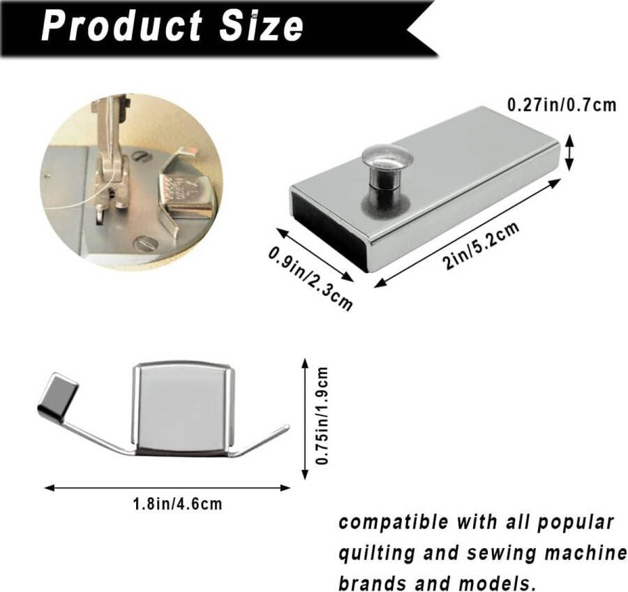 6 stuks magnetische naadgids naaibenodigdheden voor quiltgereedschap voor universele naaimachines 2 soorten magnetische naaiaccessoires met meetlint zilver