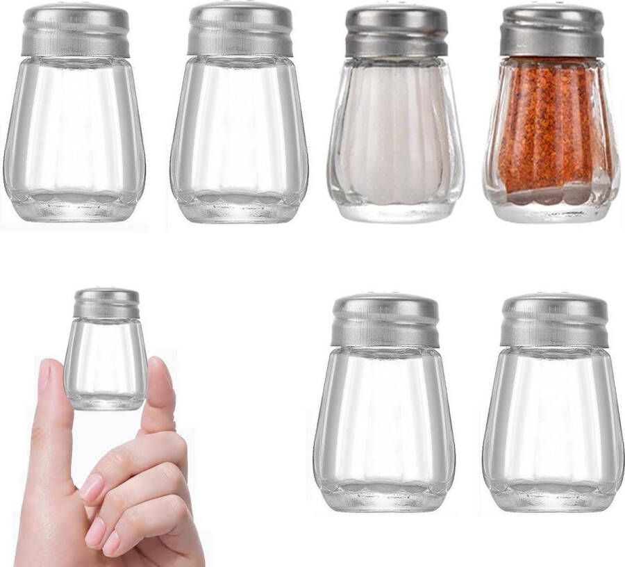 6 stuks Mini Zoutvaatje van Glas Kleine Zoutstrooier Draagbaar Keukengerei Keukenaccessoires Zoutvaatje