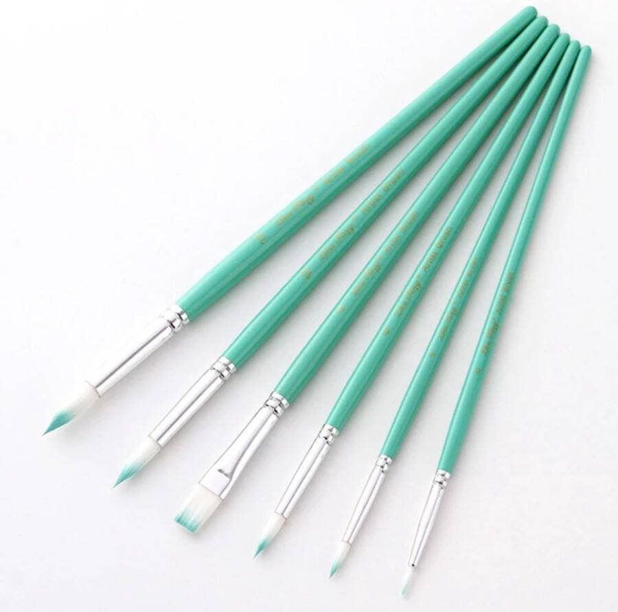 6 stuks nylon penselen groen