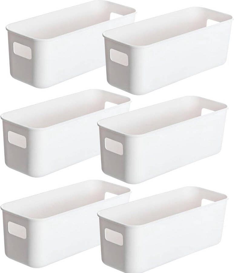 6 stuks opbergdozen plastic opbergmand met handvatten opbergdozen keuken opbergdozen keukenkast organizer box voor badkamer plank organizer dozen plastic doos