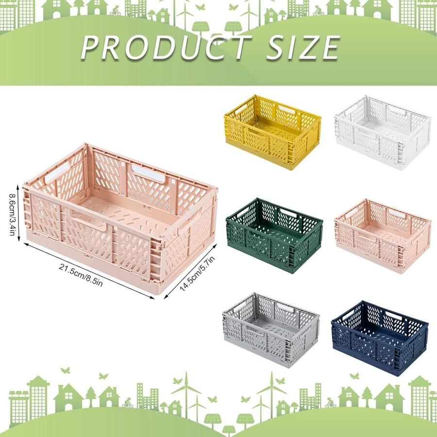 6 stuks opvouwbare opbergdozen plastic opbergkisten rek manden organiseren pastelmand voor kantoorklaslokaal 22 x 14 8 x 8 7 cm