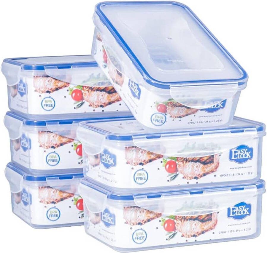 6 stuks plastic vershouddozenset met deksel maaltijdprepdozen opbergdoos keuken magnetronservies rechthoekige ontbijtdoos luchtdichte broodtrommels