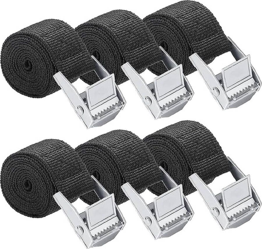 6 stuks ratelriemen 25 mm x 0 5 m sjorbanden met spangesp spanband motorfiets aanhanger nylon bevestigingsriem verstelbaar voor vrachtwagen motorfiets auto fiets transport zwart