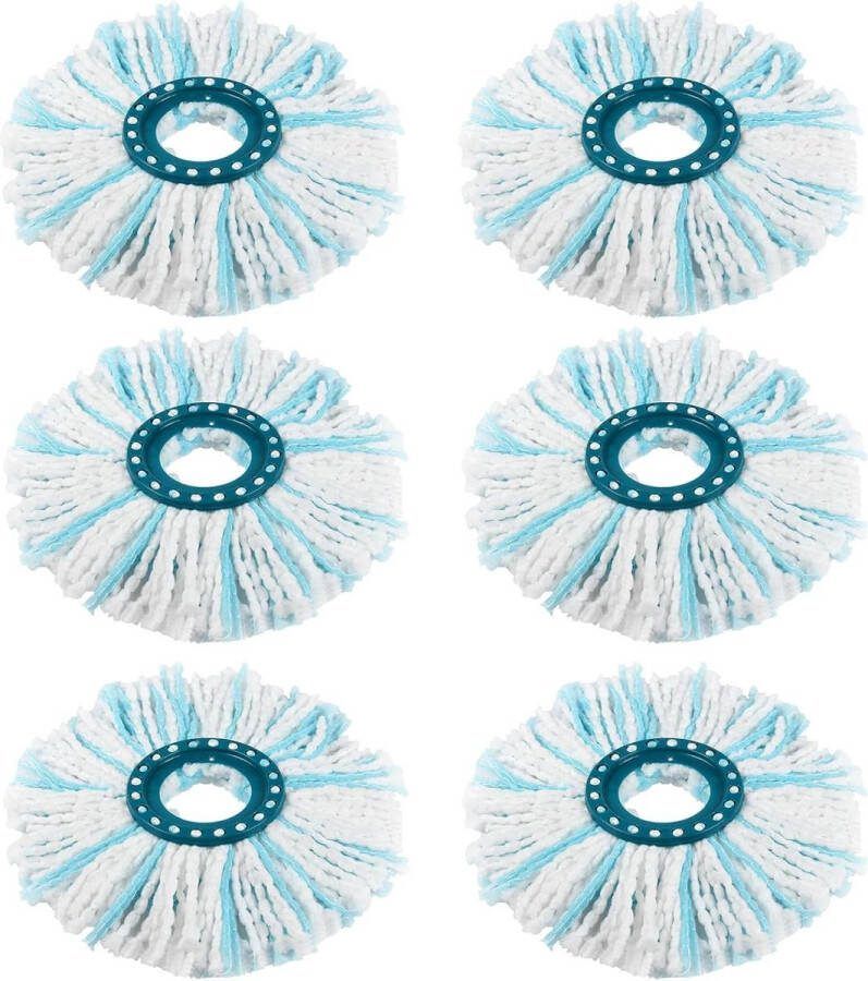6 stuks reservekoppen voor Clean Twist Disc Mop Vloerwisser microvezel mop met dubbele vezelmop Efficiënte wateropname Sterke ontsmetting