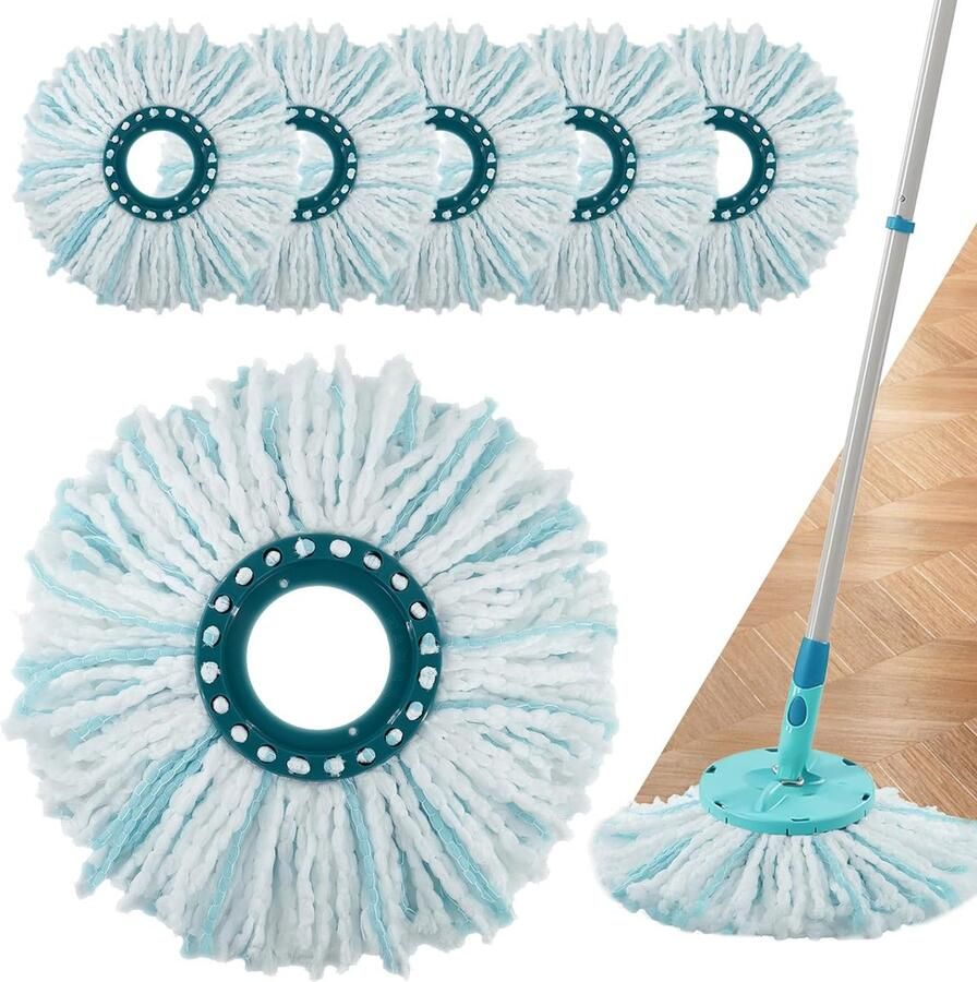 6 stuks reservekoppen voor Leifheit Clean Twist Disc Mop Leifheit vloerwisser reservehoes Leifheit 52104 wisser-reserveonderdelen dweil ronde vloerwisser reserveonderdelen (Leifheit Twist Disc