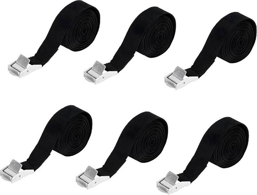 6 Stuks Sjorriemen Nylon Singelband Met Ratchet Tie Down Riemen Bevestigingsriem Spanbanden Met Klemslot Spanbanden voor Fietsendragers Vrachtafhandeling en Multifunctioneel Materiaal