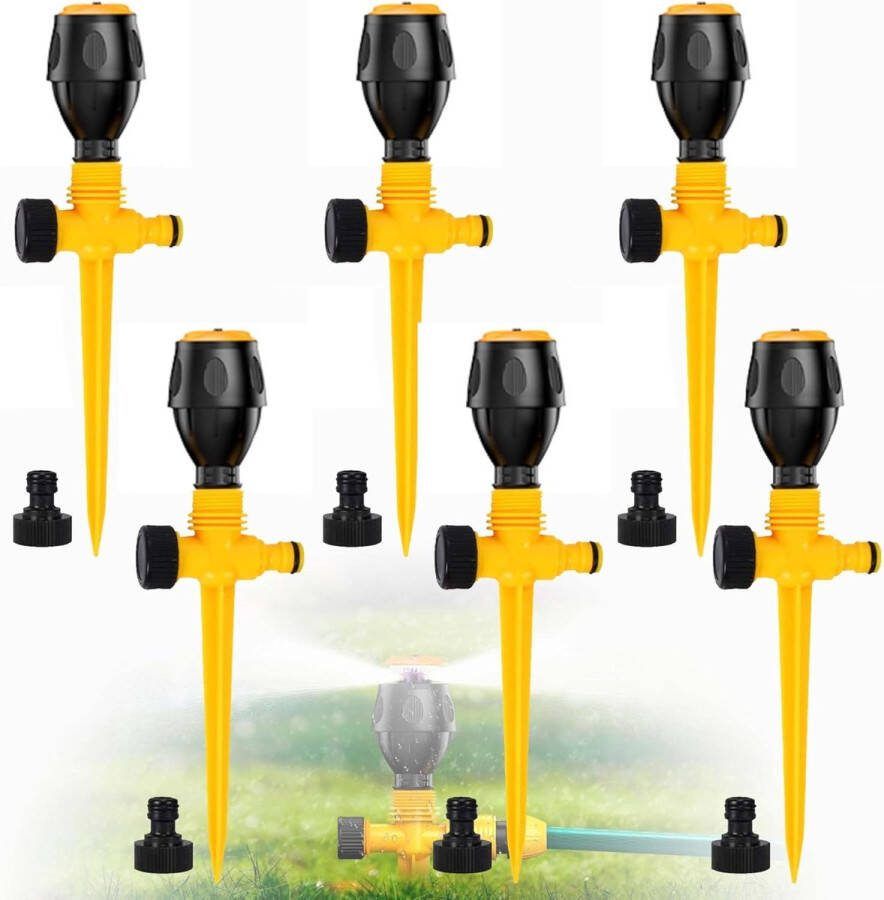 6 stuks sproeisproeiers 360 graden automatische irrigatie tuinsproeier verzonken sproeier gazonsproeier multifunctionele tuinsproeier watersproeier instelbaar irrigatiesysteem