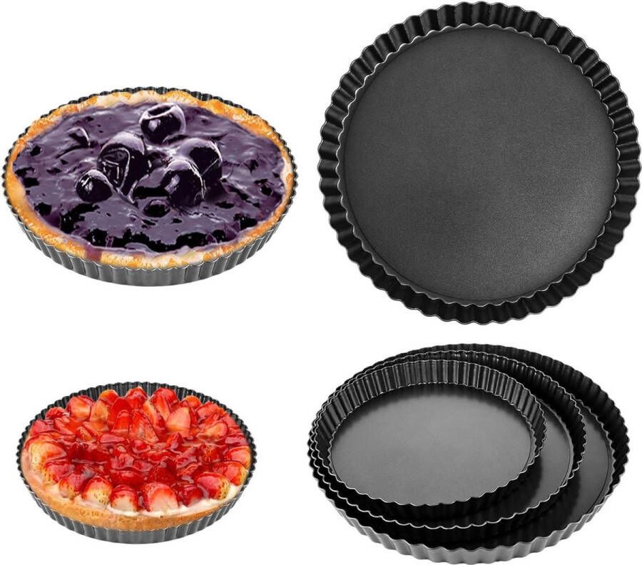 6 stuks taartvorm met hefbodem anti-aanbaklaag quiche bakvorm met ronde golvende rand voor quiche taart pie staal 6 stuks bakvorm met hefbodem anti-aanbaklaag tartelette vormen
