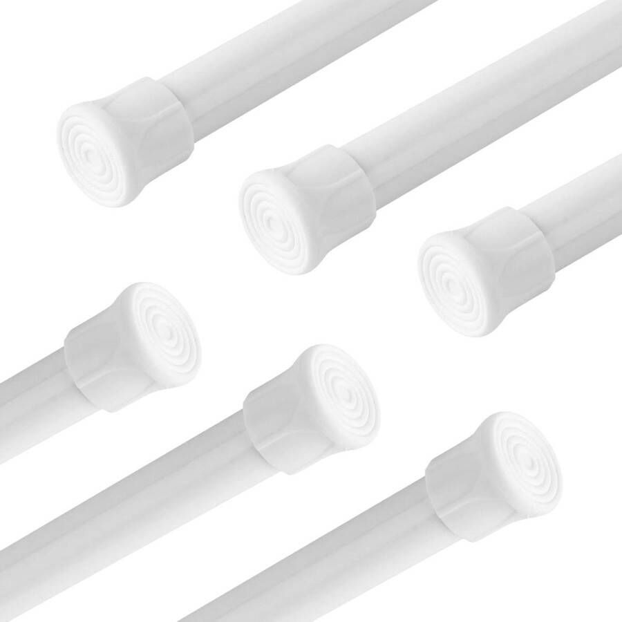 6 stuks telescoopstang voor gordijnroede zonder boren douchegordijnstang om te klemmen klemstang voor kledingkast badkamer doe-het-zelfprojecten 30-50 cm Telescopische stangen