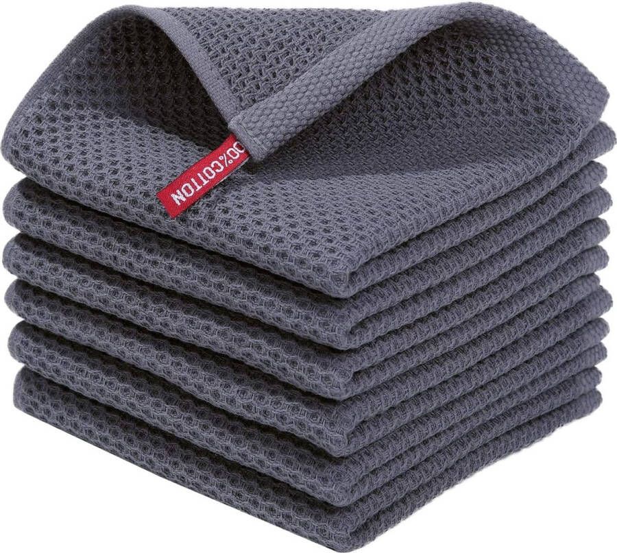 6 Stuks Theedoeken zachte theedoeken keukendoeken absorberende keukendoeken dikke pluisvrije theedoek vaatdoeken poetsdoeken