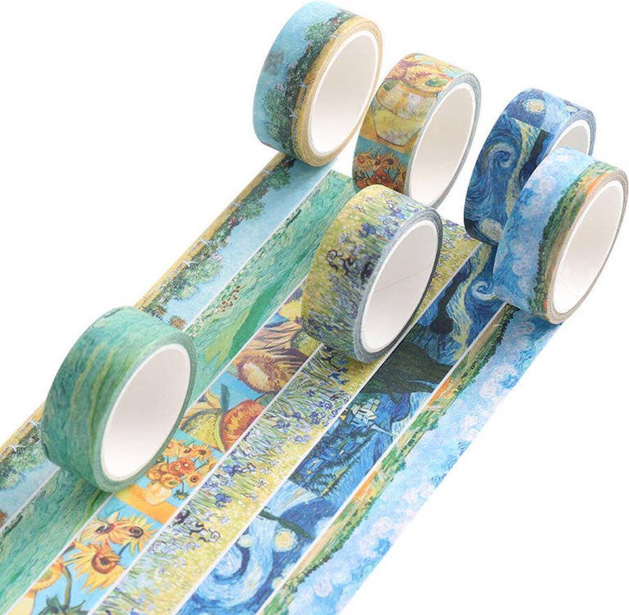 6 stuks Van Gogh Washi Tape Vang Gogh Masking Tape Washi-tape Van Gogh plakband Scrapbooktape