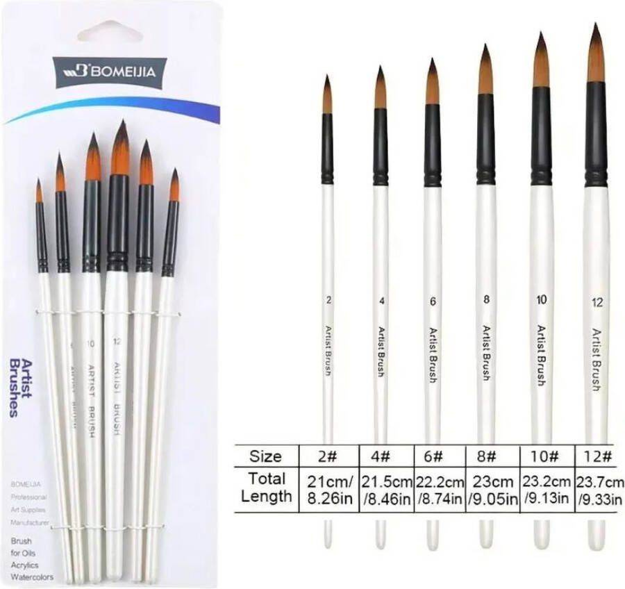 6 stuks verf penselen wit