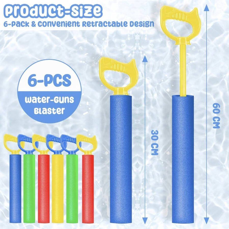 6 stuks waterpistolen voor kinderen waterpistool speelgoed spuitpistool waterspuit schuim waterspuitpistool strandspeelgoed super waterblaster voor zwembad strand outdoor (B)