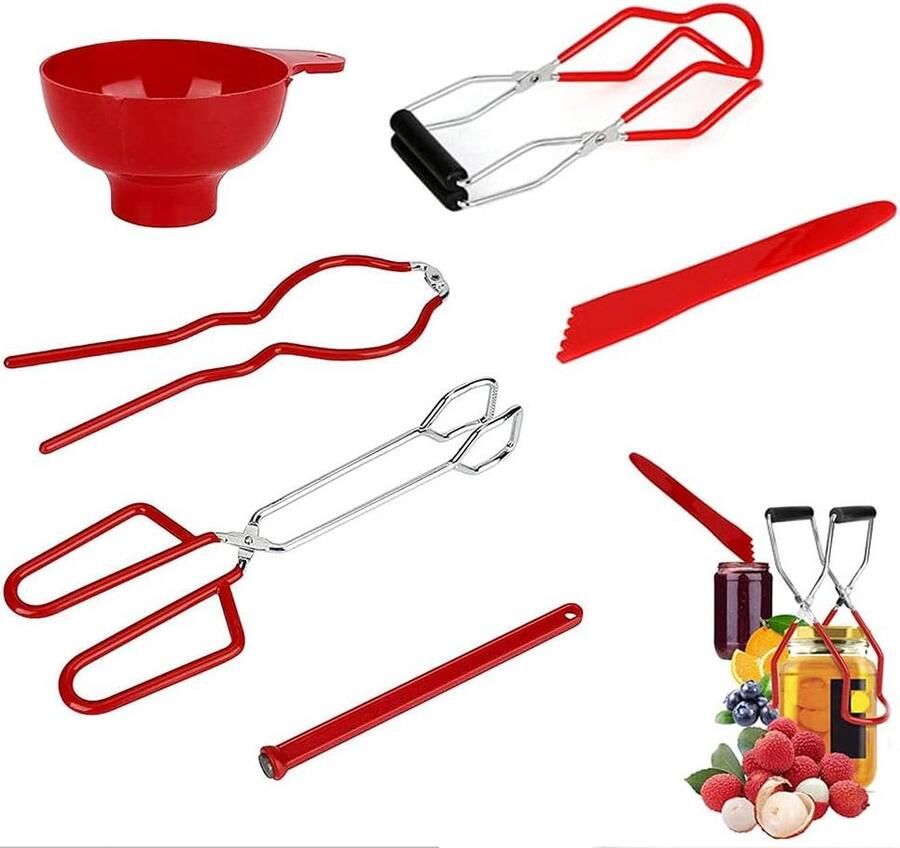 6-stuks weckpottentang inmaakpot tang hefferset glashelder veilige grip rood