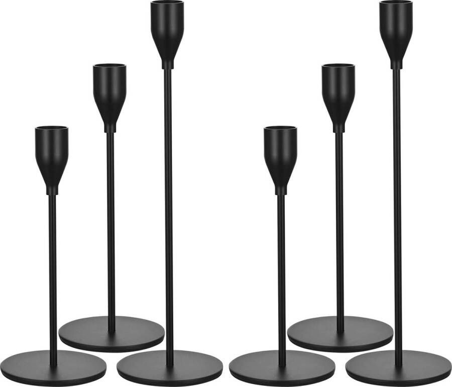 6 stuks zwarte kaarsenhouders voor kegelkaarsen geschikt voor 3 4 inch dikke kaarsen en geleide kaarsen retro metalen kaarsenhouders voor kaarslicht diner bruiloft banket