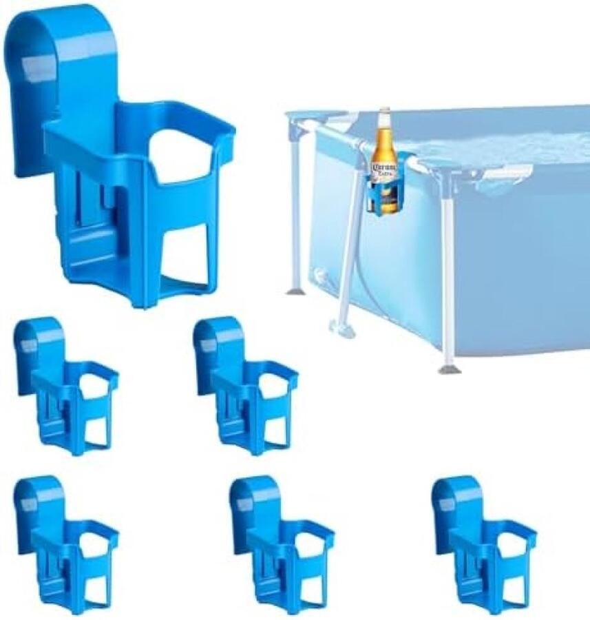 6 stuks zwembadbekerhouders zwembadrand waterbekers hanghouder multifunctionele zwembadbekerhouder accessoires van kunststof opbergmand flessenhouder bier geschikt voor zwembaden