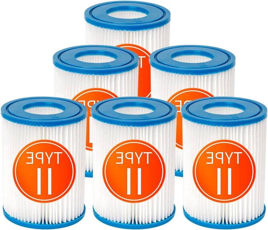 6 stuks zwembadfilters compatibel met Bestway Cartridge II filterpatronen