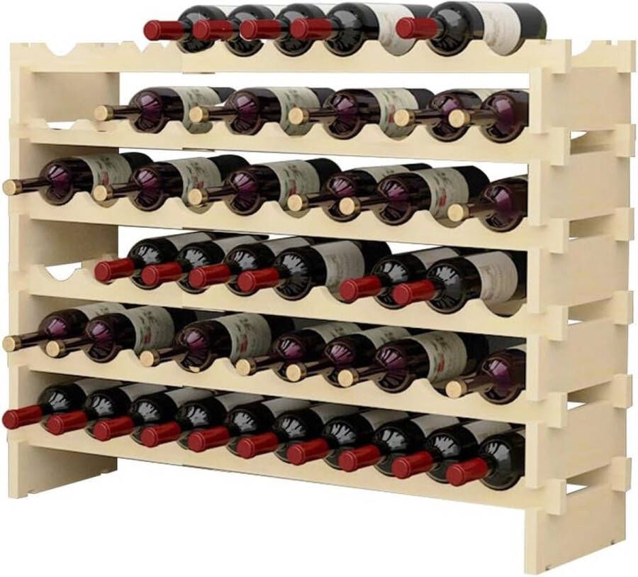 6-tier 60 flessen stapelbaar modulair wijnrek houten wijnrek vrijstaand en aanrecht wijnopslagrek voor thuis woonkamer keuken bar SH-BY-WS002