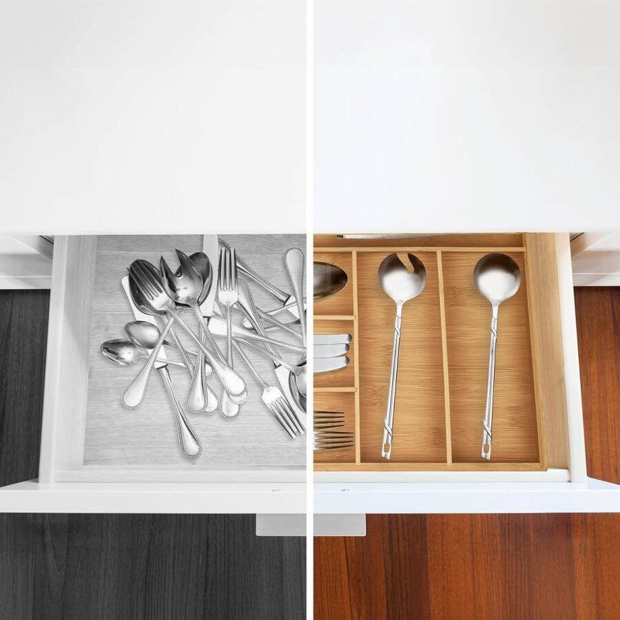 6-vak bestekbak bamboe kleine bestek organizer voor keukenlade HxBxD: 5 x 445 x 30 cm naturel