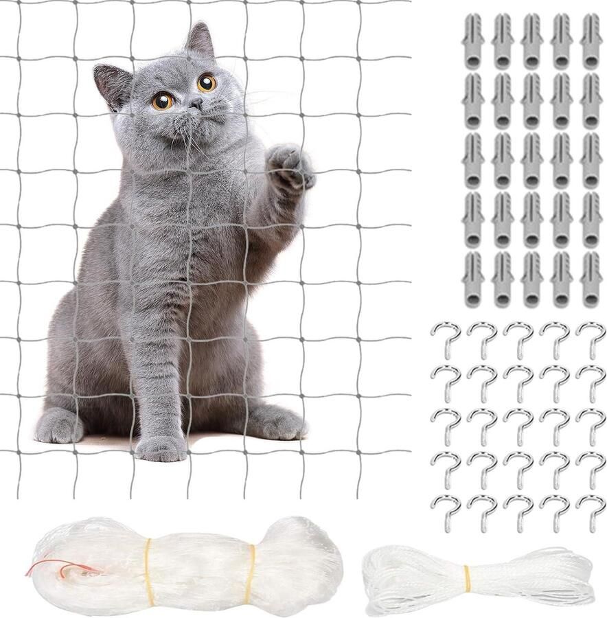 6 x 3 m transparant kattennet voor balkon en raam kattennet zonder boren Kattennet Balkon