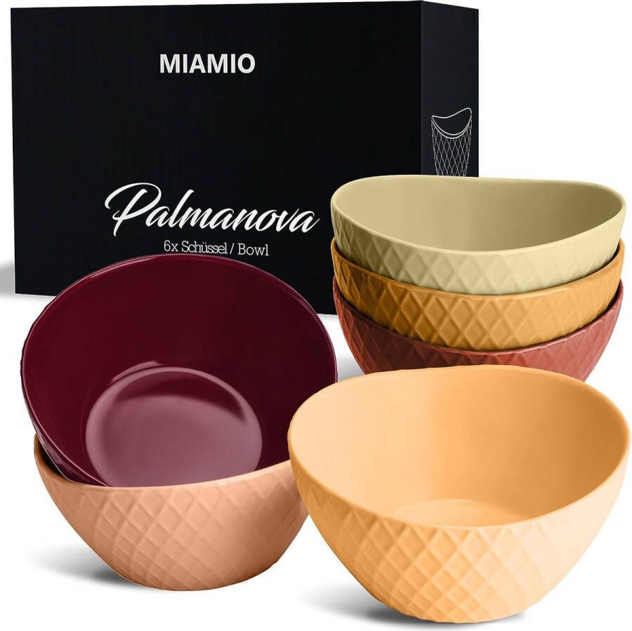 6 x 800 ml – kommenset mueslikommen set – moderne kommen mat – bowls set groot – Palmanova collectie (rood)