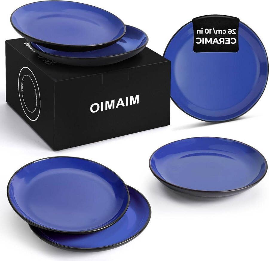 6 x Aardewerk Keramiek Servies Set Le Papillon Collectie Bord Dinner Plate Set Blauw 255 cm Bordenset