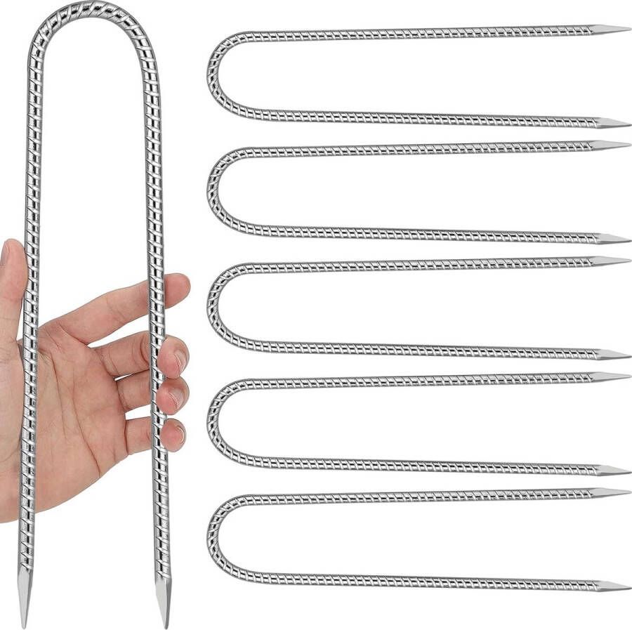 6 x grondankers 30 cm haringen stevig verzinkt haringen 8 mm tentharingen U-vormige tentnagels om te schroeven voor harde vloeren luifels camping trampoline