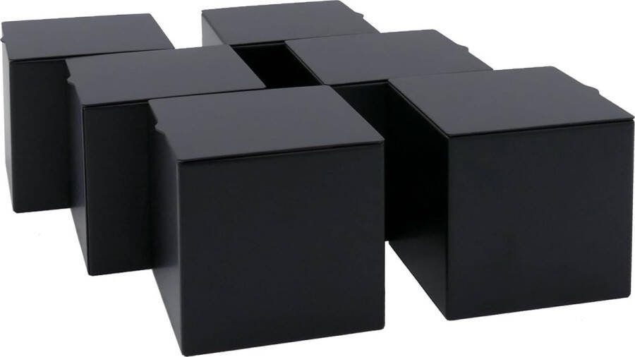 6 x hoekige voorraaddoos theedoos aromadicht van metaal voor ca. 75 g Earl Grey 6 4 x 6 8 x 6 8 cm (H B D) ook ideaal als koffie- of kruidenpotje