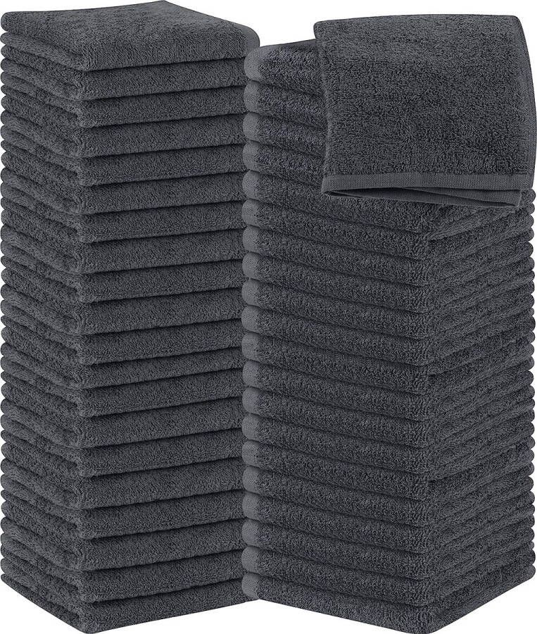 60 Katoen Washandjes Set -100% Ringgesponnen Katoen Premium Kwaliteit Flannel Gezichtsdoeken Hoogst Absorberende en Zachte Voelbare Vingertop Handdoeken (Grijs)