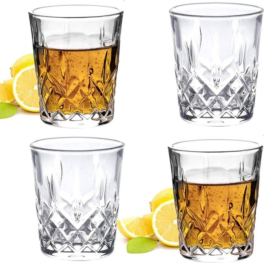 60 ml borrelglaasjes transparant loodvrij glas borrelglas met zware bodem (set van 4)