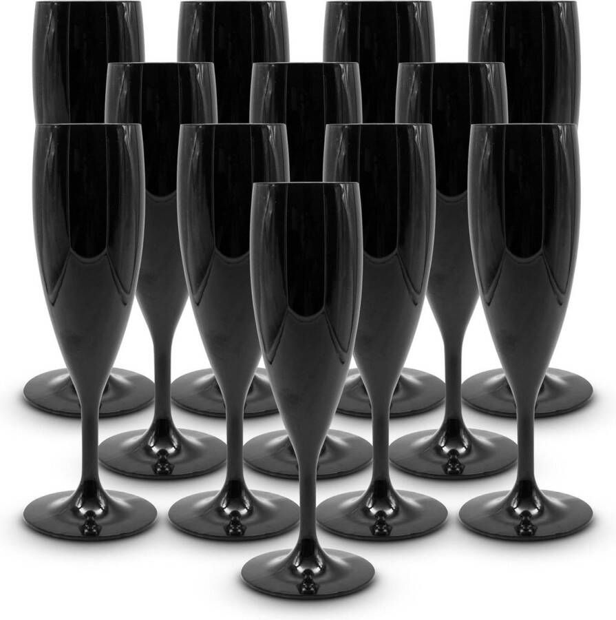 60 ml plastic champagneglazen verpakking van 12 stuks fluitglazen zwart polycarbonaat herbruikbaar bruiloftschampagne