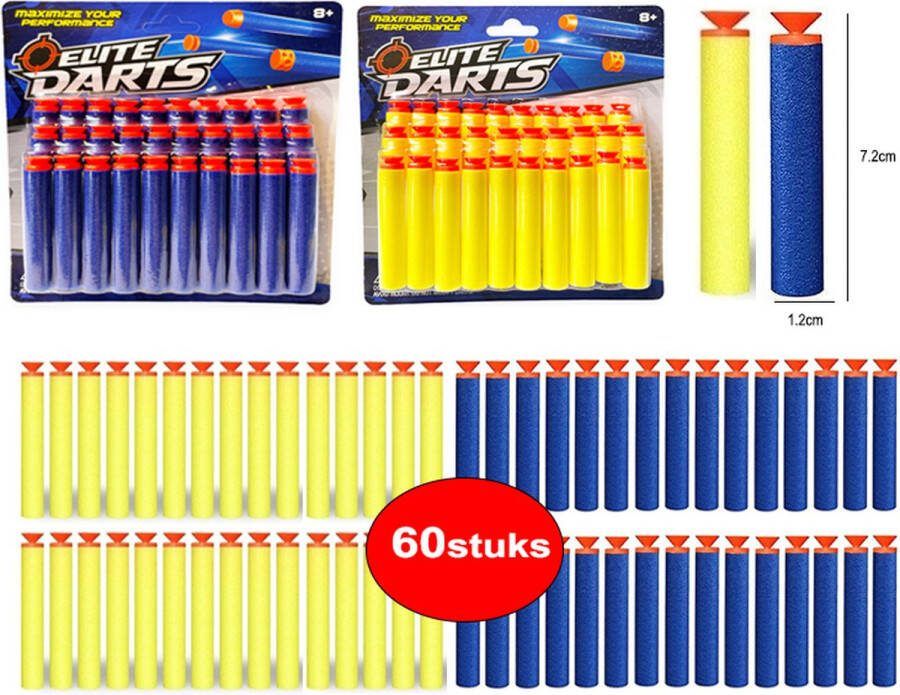60 stuks darts pijlen met zuignap geschikt voor Nerf guns speelgoedblaster Elite Darts pijltjes- 2 pakken pijlen