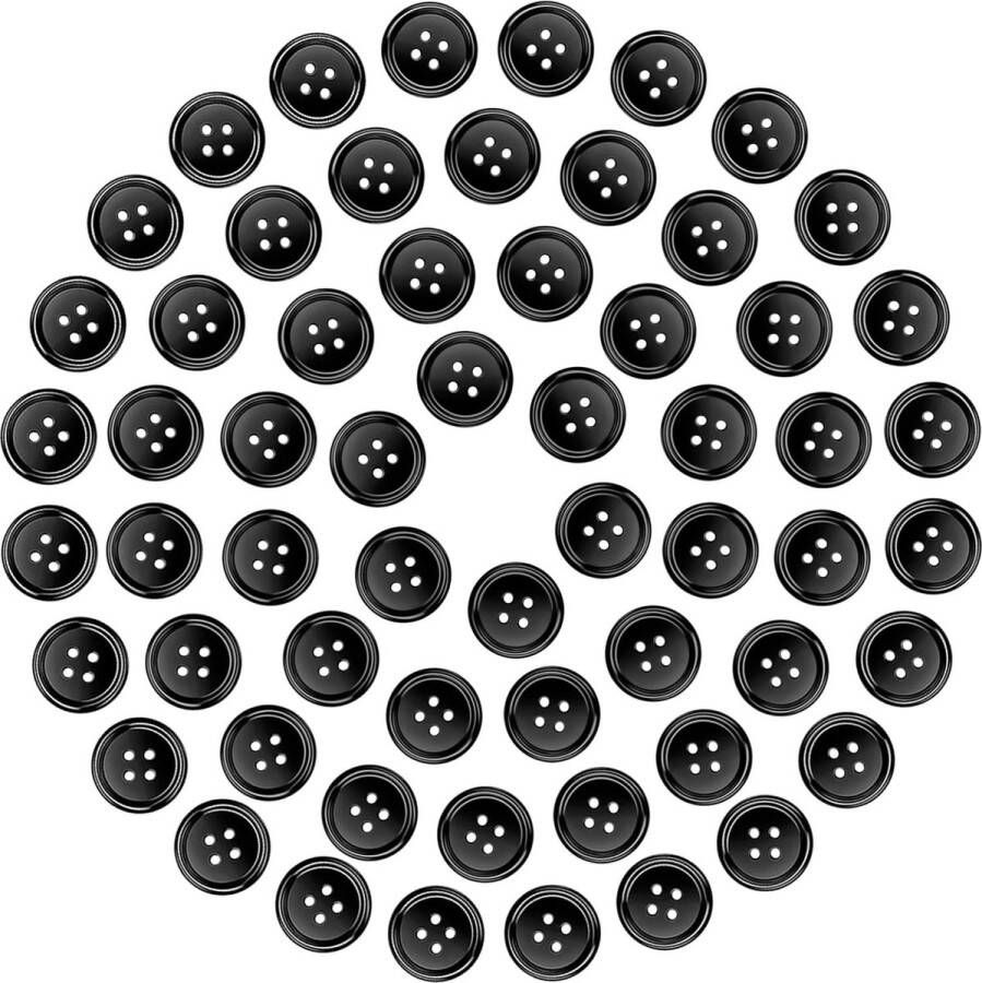 60 stuks knopen zwarte ronde naaien harsknoppen grote knopen 4 gaten basisknopen voor breien knopen groot knutselen knopen voor naalden breien handwerk (15 mm)