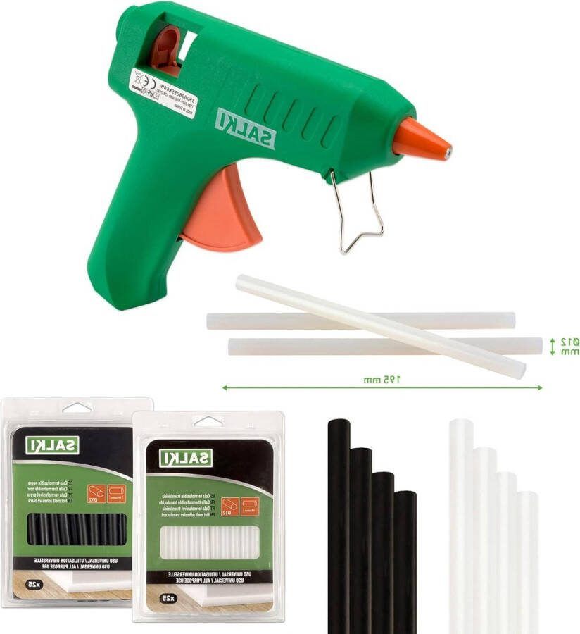 60 W siliconen Lijmpistool met houder inclusief 2 blisters lijmstiften 1 2 kg 12 mm diameter verschillende kleuren