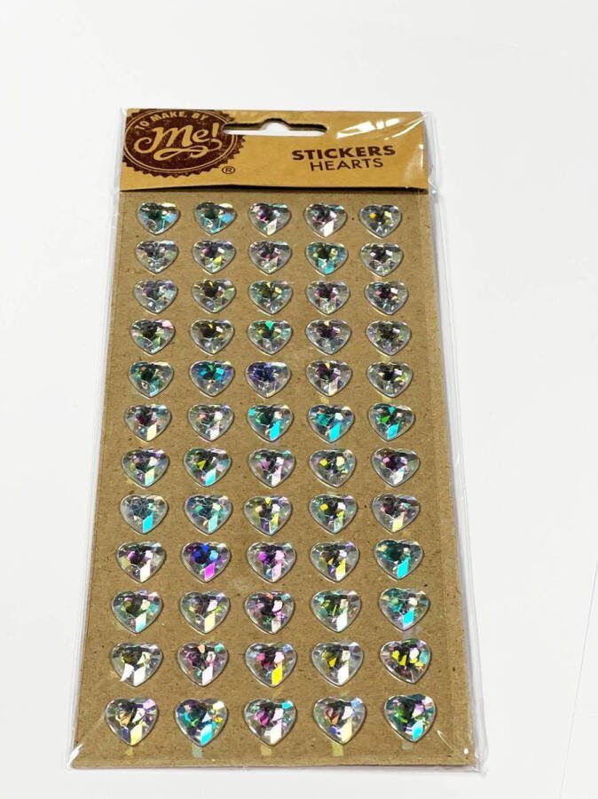 60 x Diamanten Sticker Hartjes op Vel Holografisch Glinsterende diamant stickers 1 x 1 cm Hobby Stickers Diamantstickers Hartjesstickers Stikker