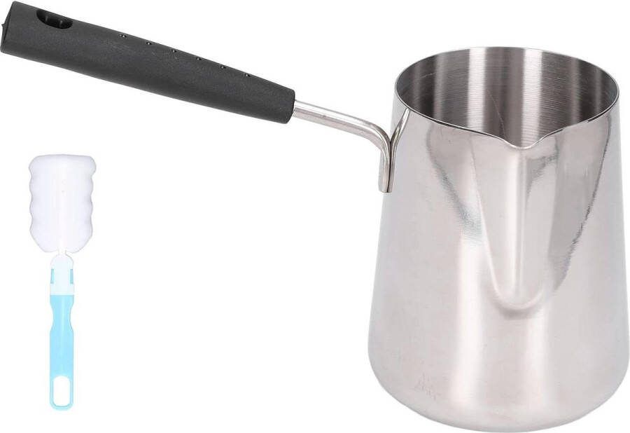 600ML Rvs Turkse Koffiepot Boter Koffie Melkverwarmer Inductiekookplaat & Gasfornuis Heet Aardewerk Kachel Uitloop Koffiepot