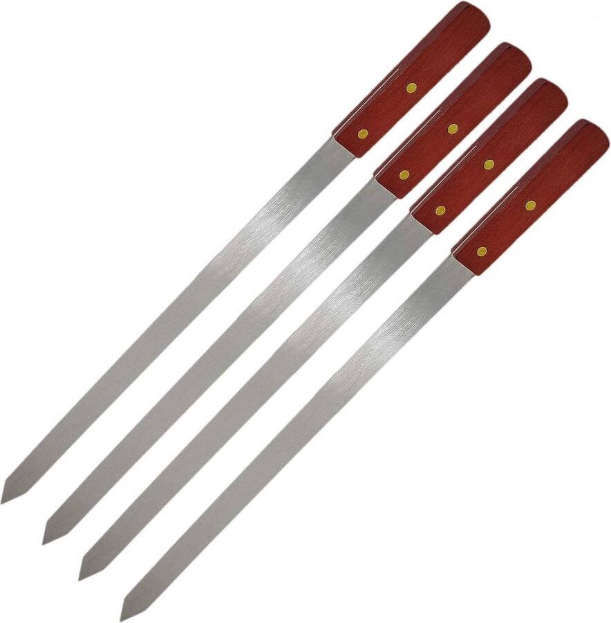 61 cm RVS Platte Kebab Spiesjes Perfect voor Koobideh Kebab Turkse Stijl BBQ Set van 4